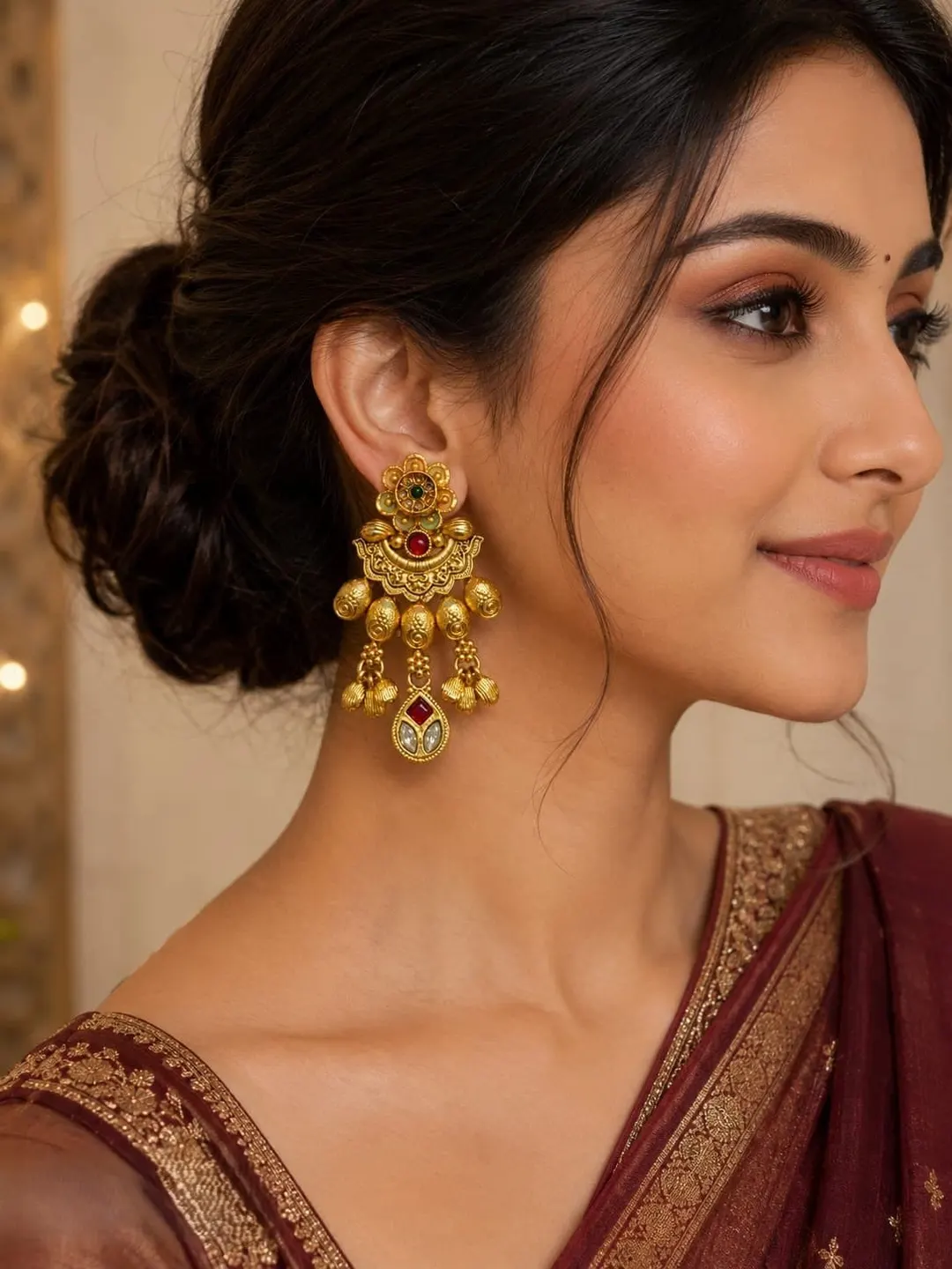 GOLD PLATED ARTIFICIAL FASHION EARRING