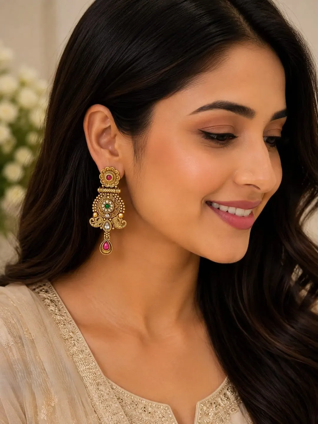 ANTIQUE GOLD PLATED EARRING