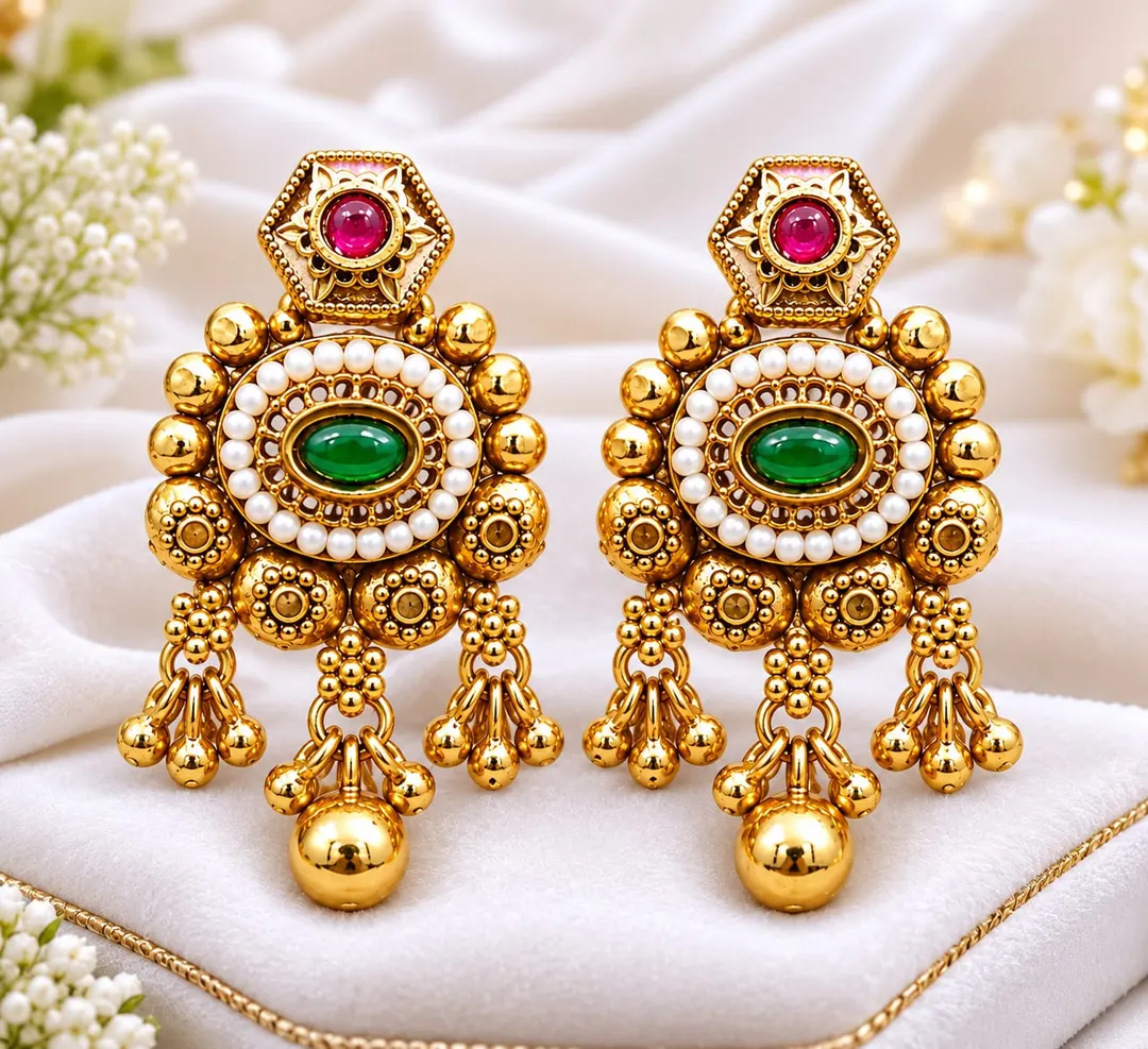 ANTIQUE GOLD CHANDELIER EARRING