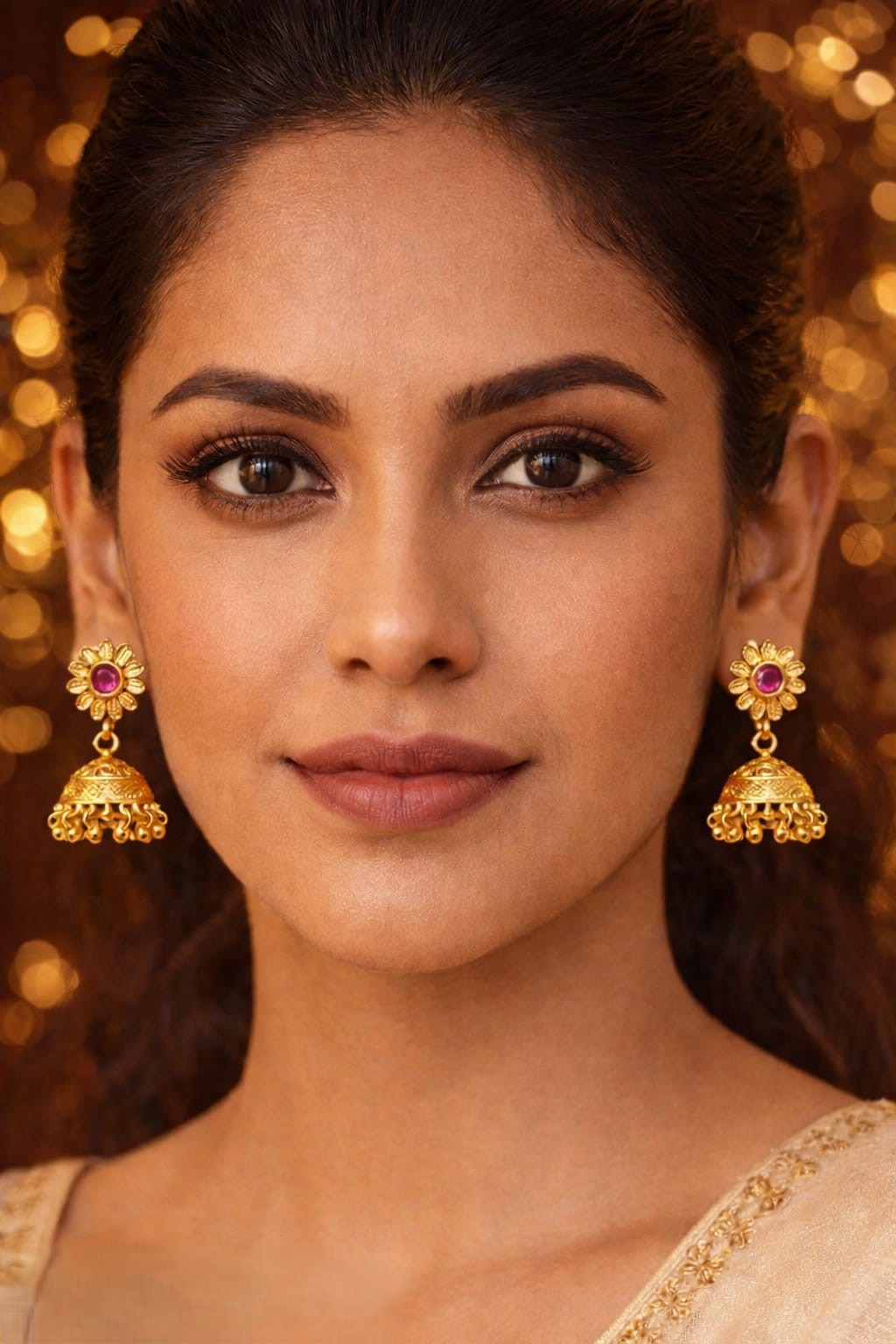 GOLD TONE JHUMKA EARRING