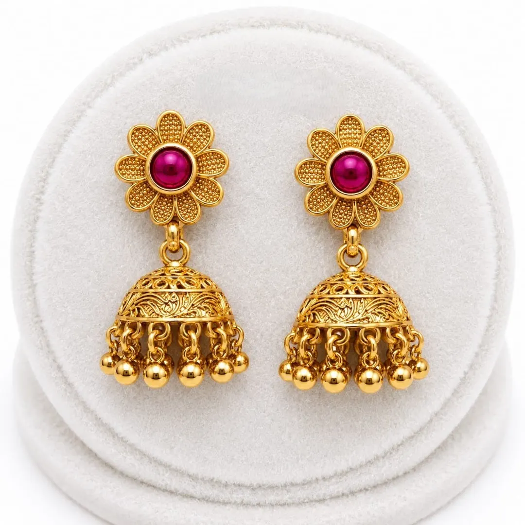 GOLD TONE JHUMKA EARRING