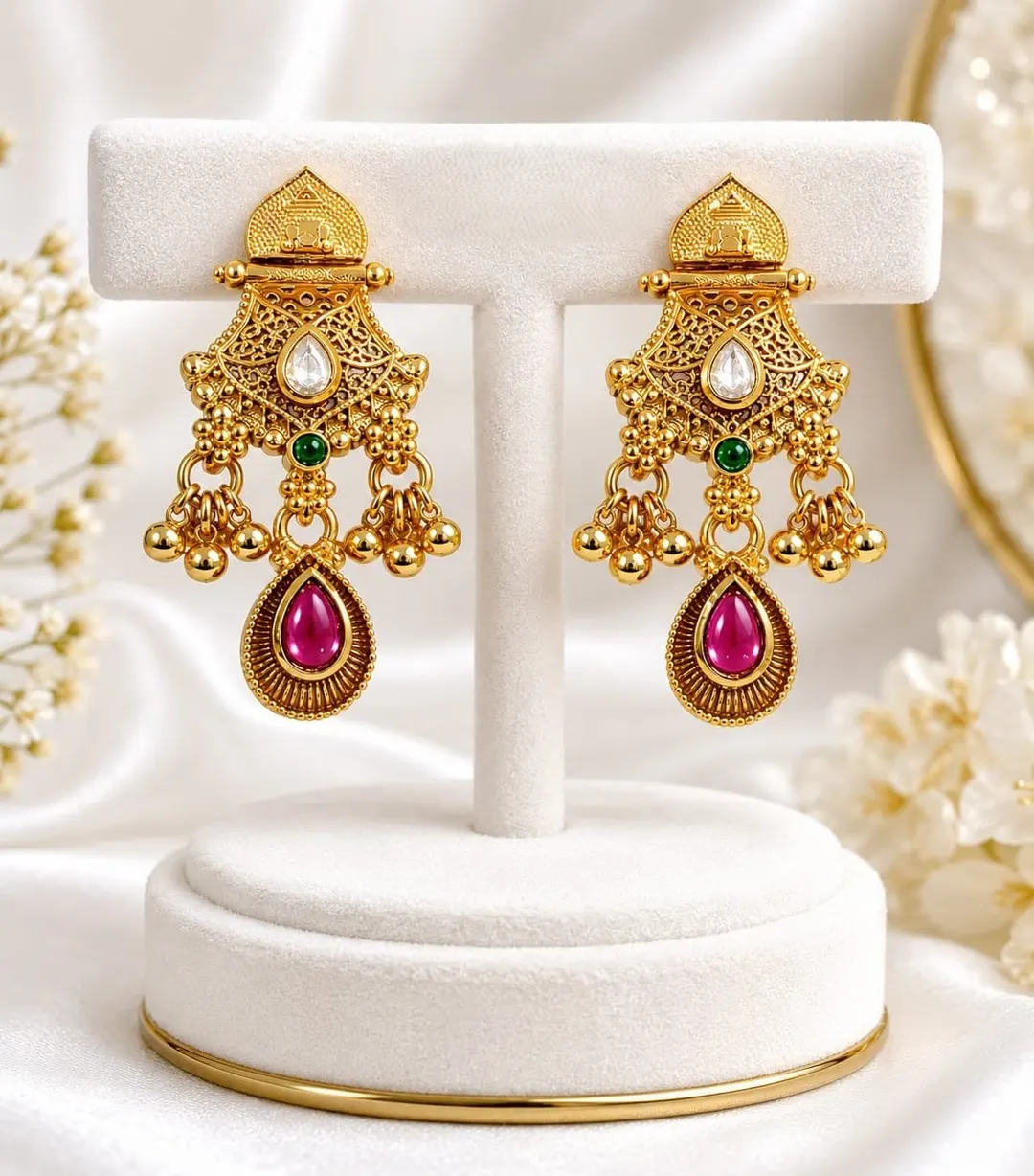 ANTIQUE GOLD PLATED CHANDELIER EARRING