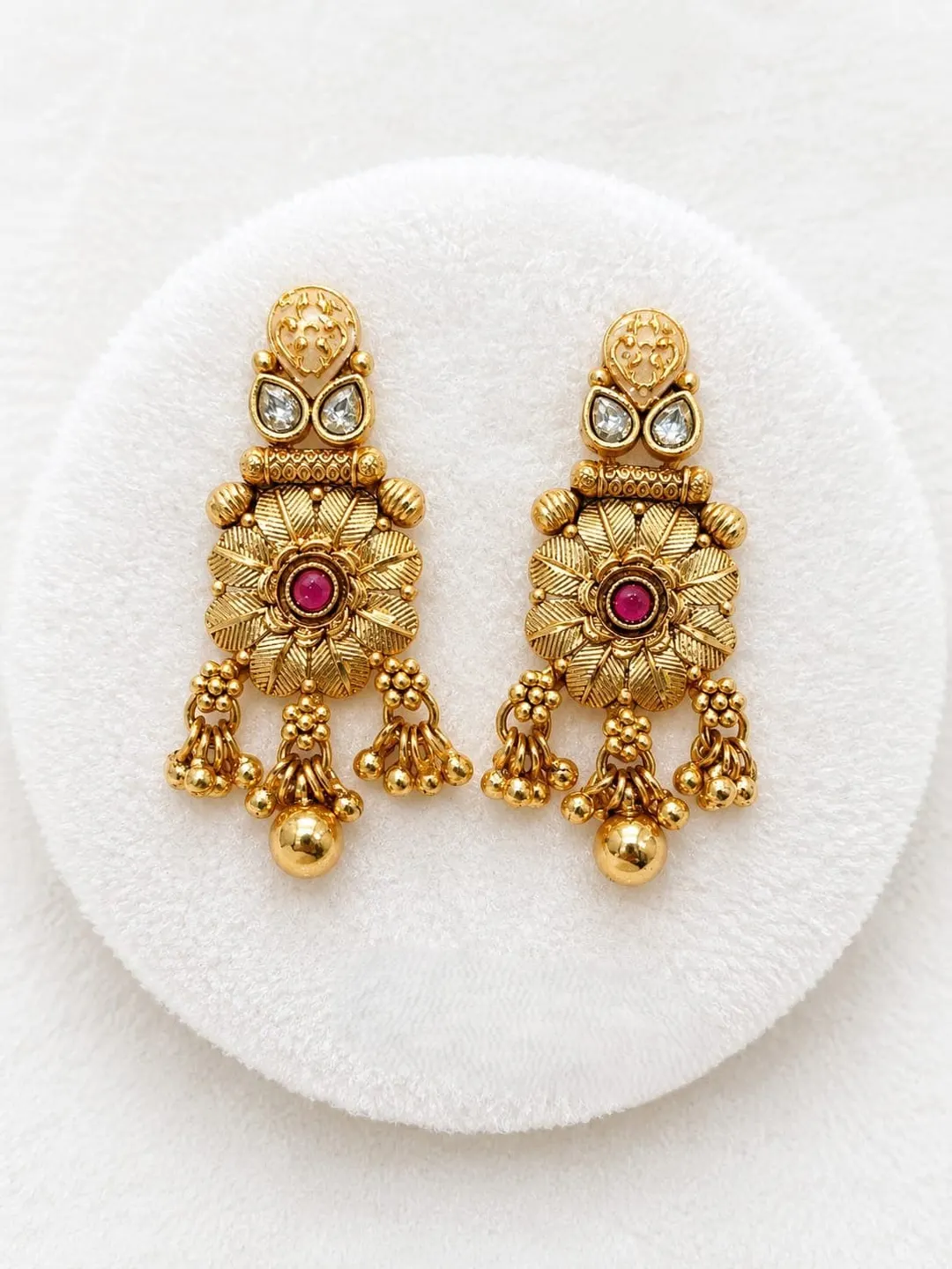 ROYAL RUBY FLORAL ANTIQUE JHUMKA 
