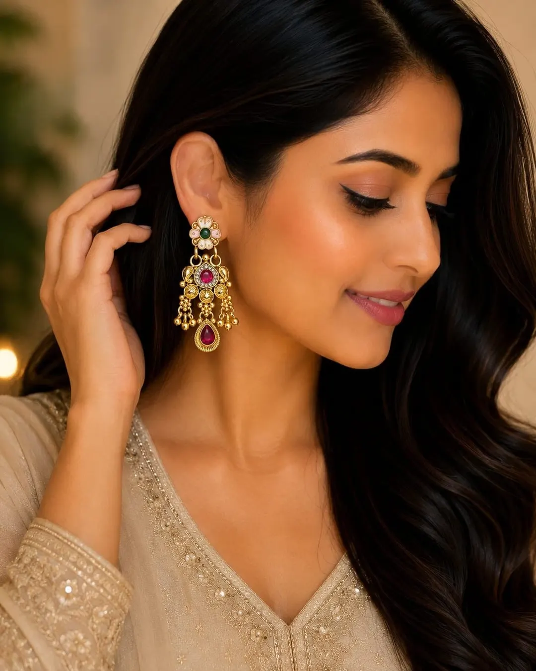 Traditional Meenakari Chandbali EARRING