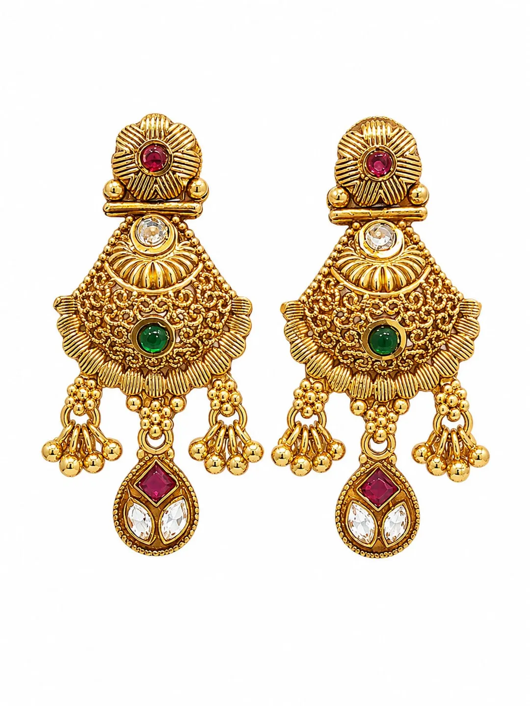 ANTIQUE GOLD TONE CHANDELIER EARRING