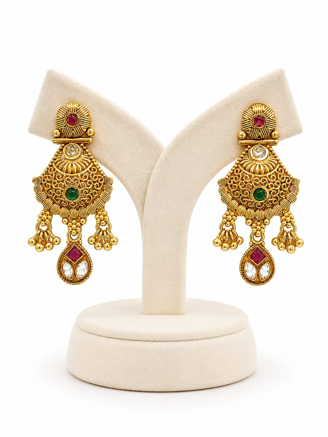 ANTIQUE GOLD TONE CHANDELIER EARRING
