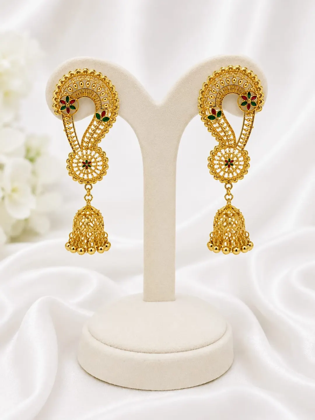 GOLD PLATED PAISLEY JHUMKA EARRING