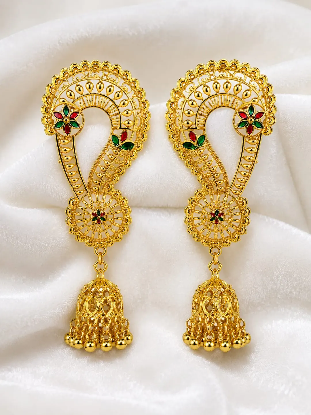 GOLD PLATED PAISLEY JHUMKA EARRING