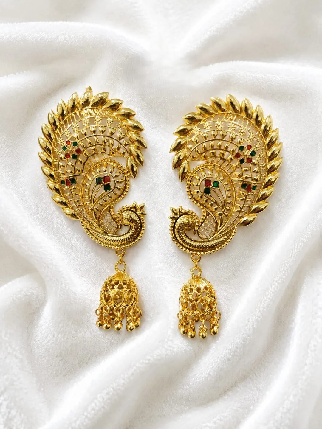 GOLD PLATED PEACOCK JHUMKA EARRING 