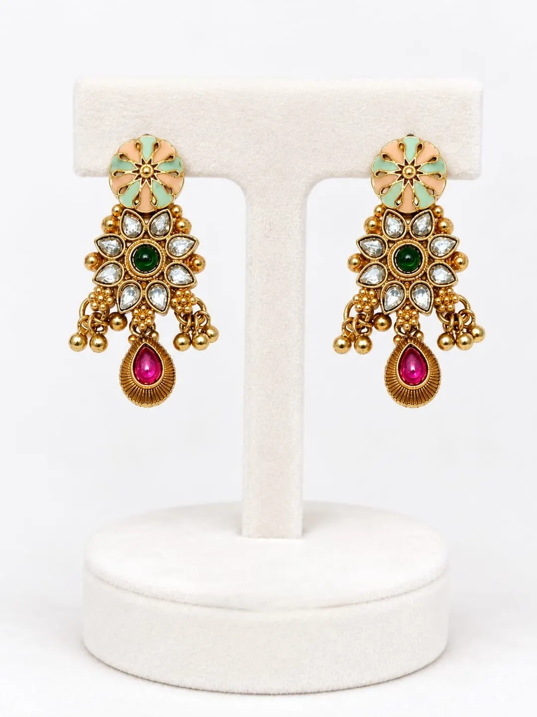 TRADITIONAL CHANDBALI  AMETHYST BRASS EARRINGS