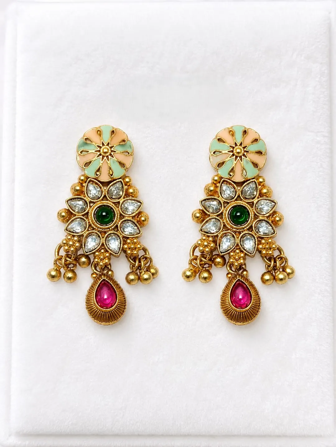 TRADITIONAL CHANDBALI  AMETHYST BRASS EARRINGS