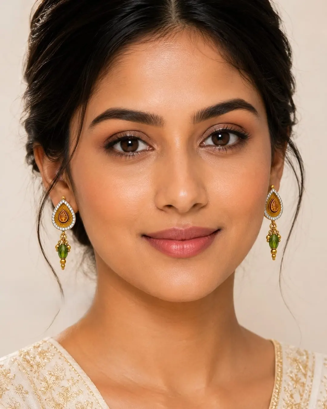 GOLD TONE TEARDROP DANGLE EARRING