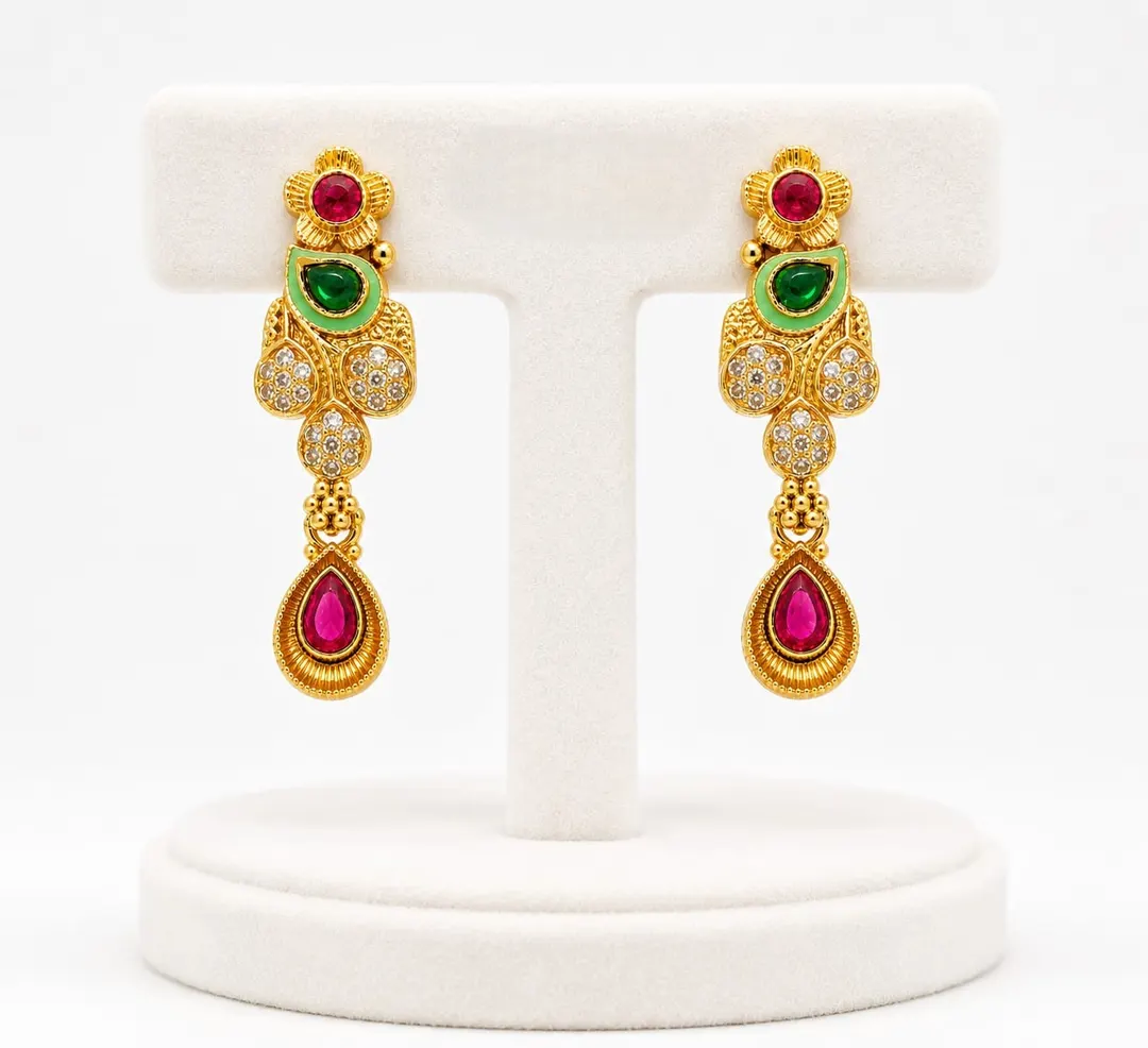 GOLD TONED FLORAL DROP EARRING