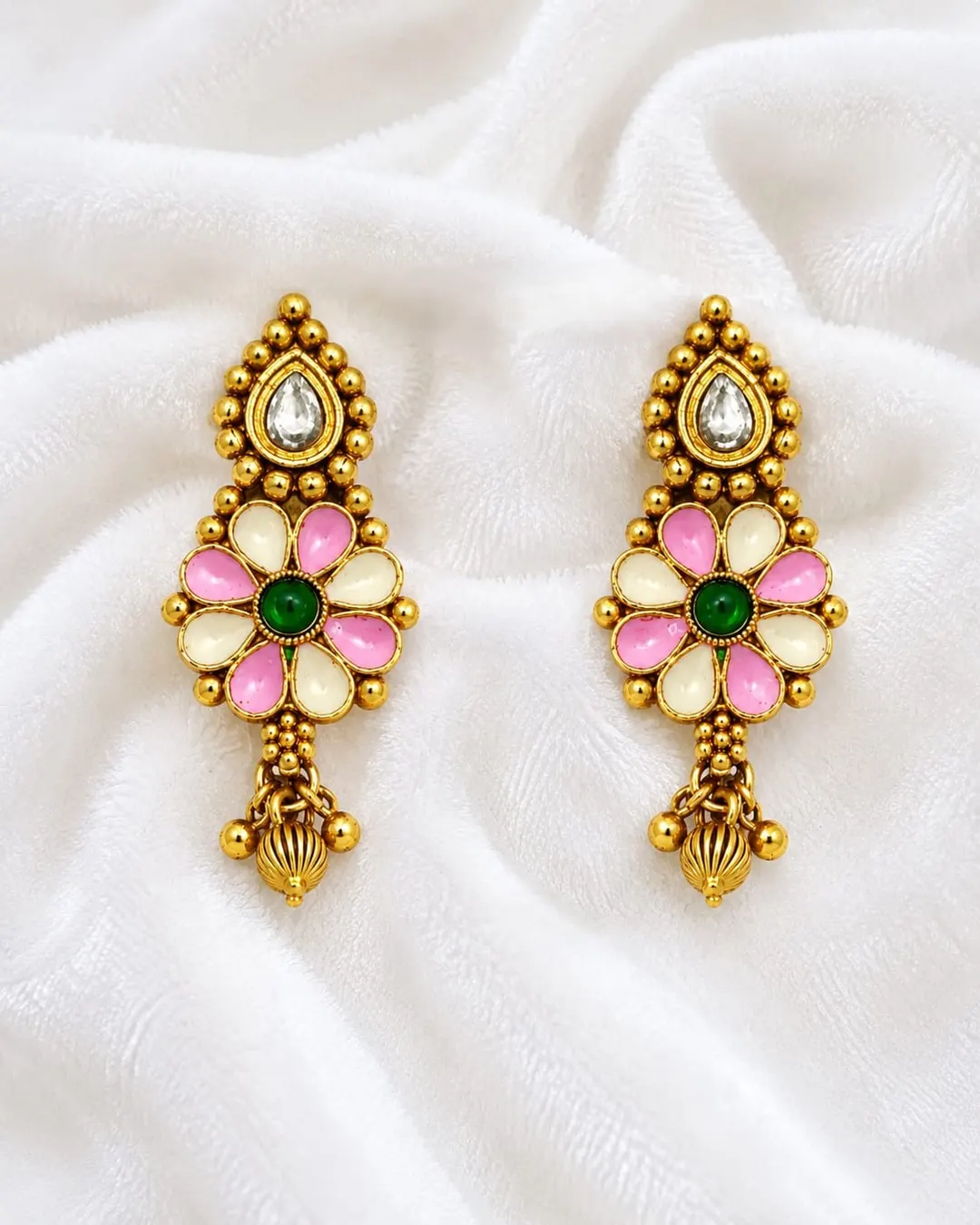 ANTIQUE GOLD FLORAL DROP EARRING
