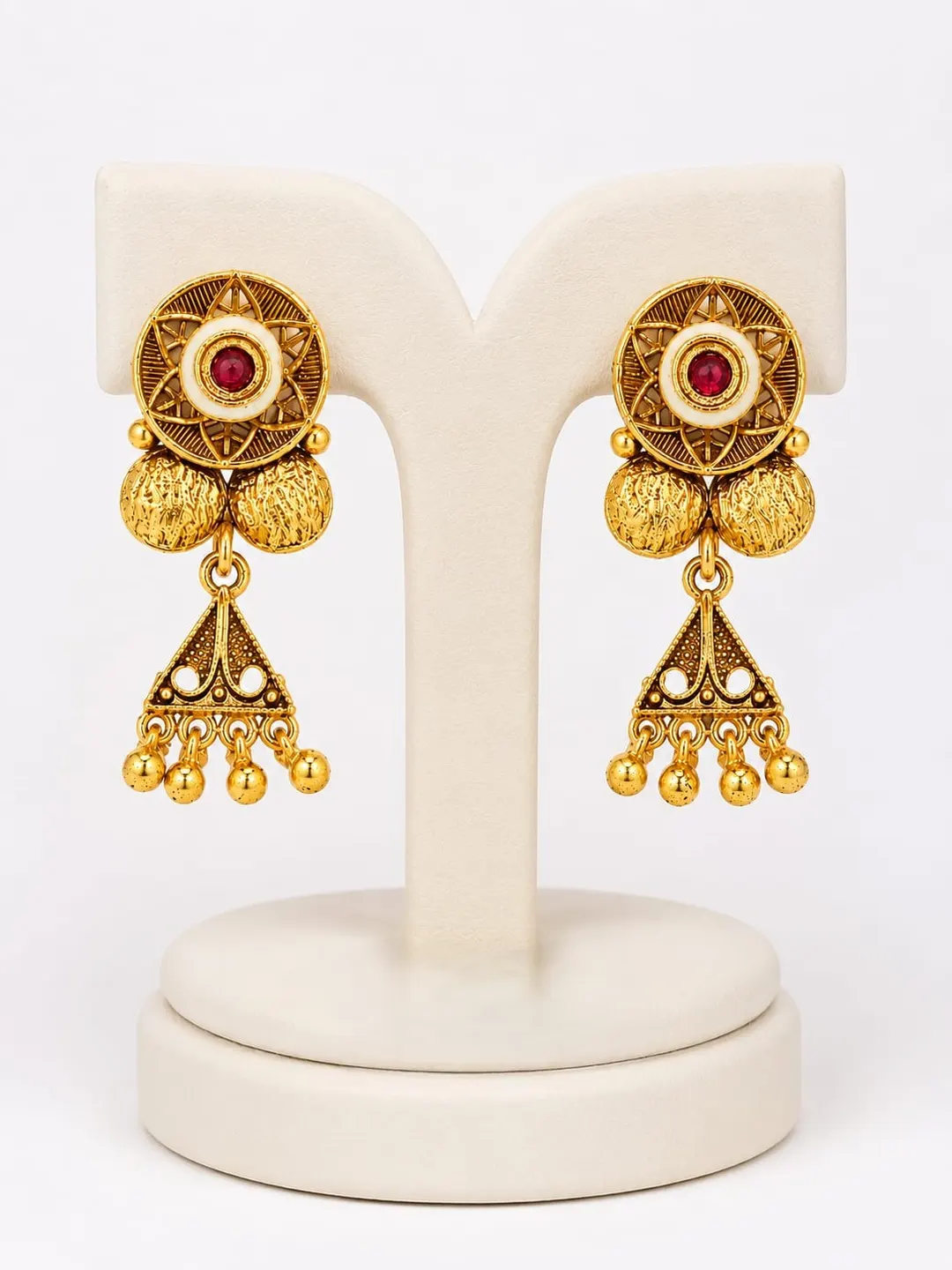 ANTIQUE GOLD TONED CHANDBALI EARRING