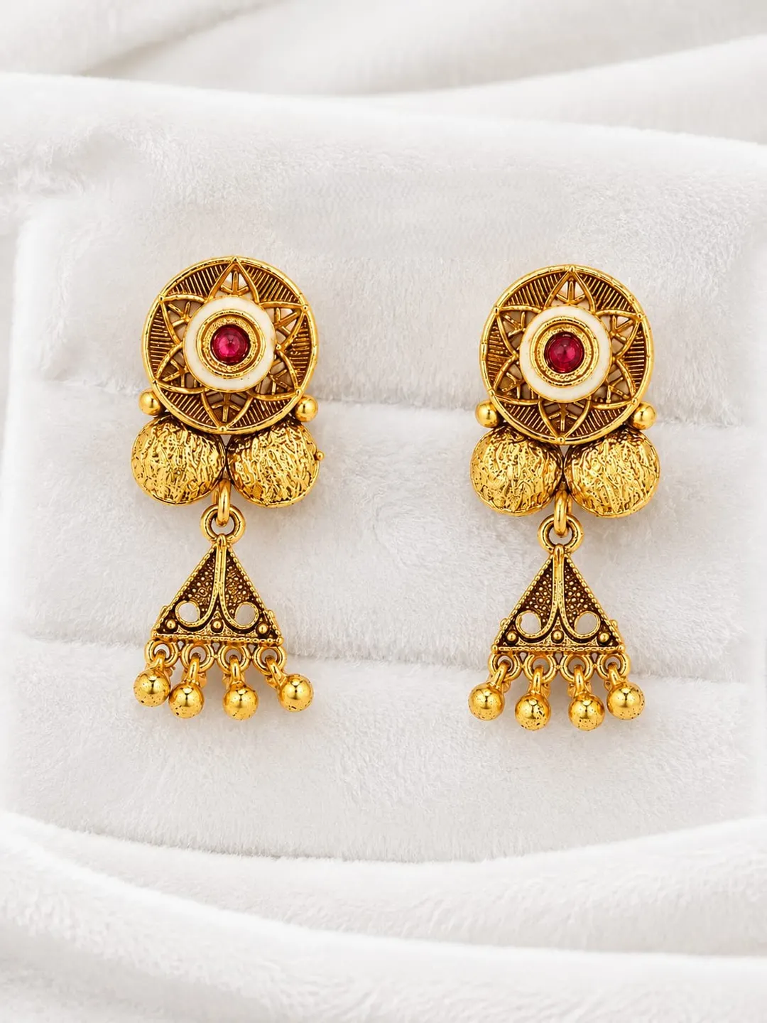 ANTIQUE GOLD TONED CHANDBALI EARRING
