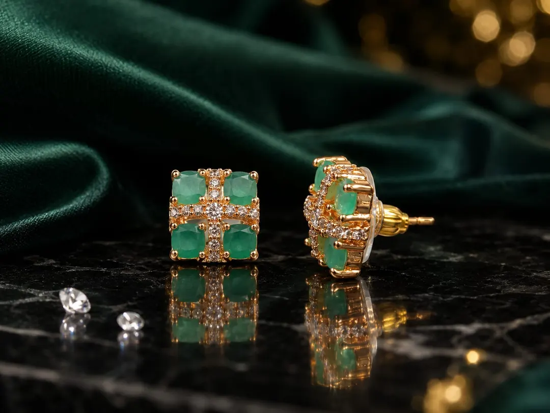 SQUARE CROSS DESIGN WITH TURQUIOSE BLUE  STONES & RHINESTONE DETAING 