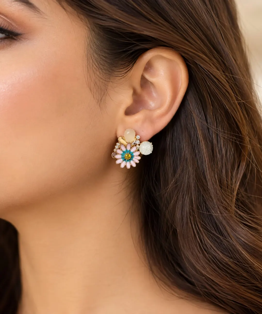 ELEGANT MULTICOLOR FLOWER EARRING