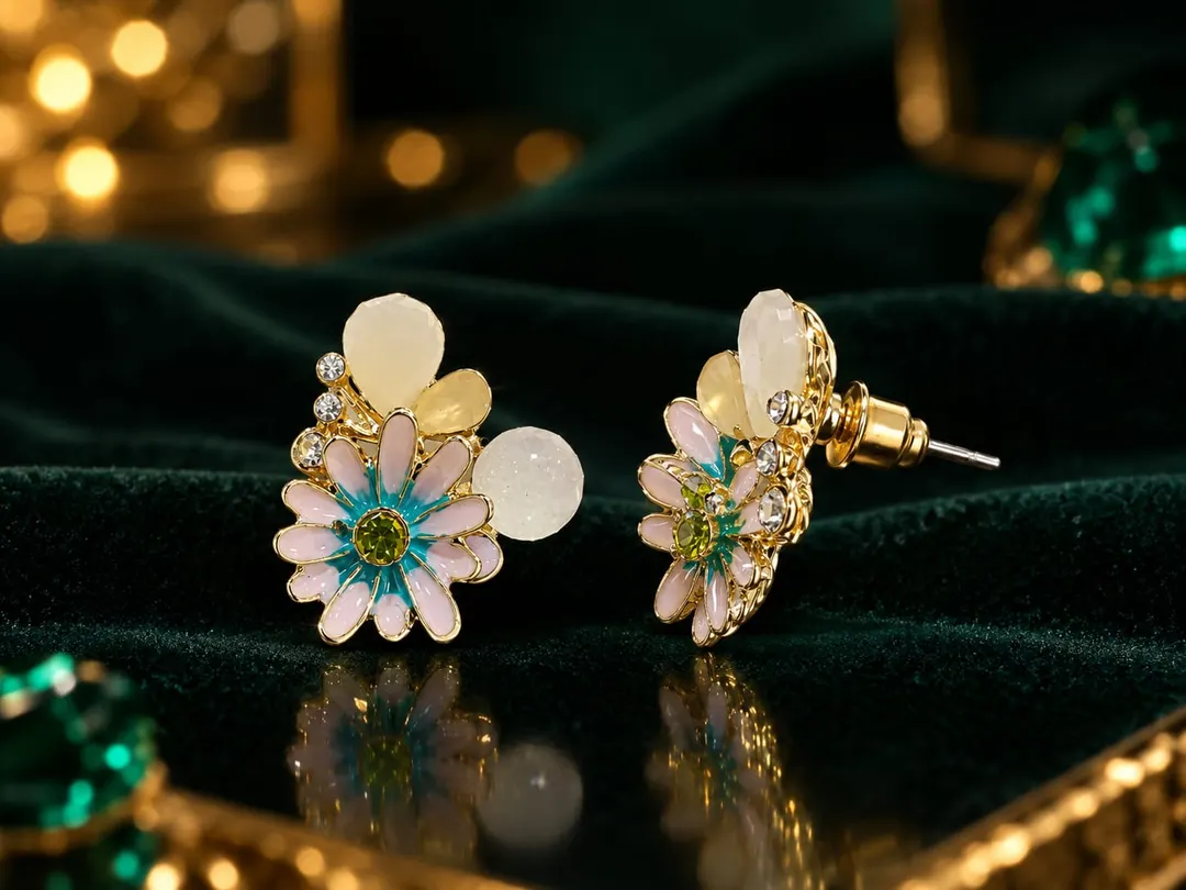 ELEGANT MULTICOLOR FLOWER EARRING