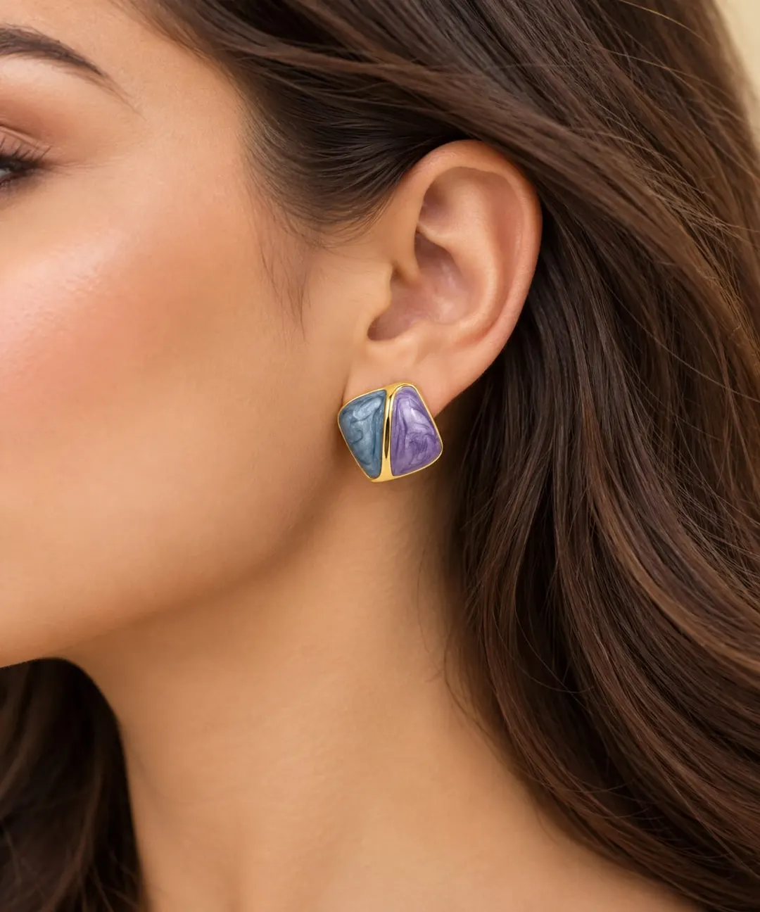 CUTE BLUE & PURPLE  SQUARE SHAPED  EARRINGS