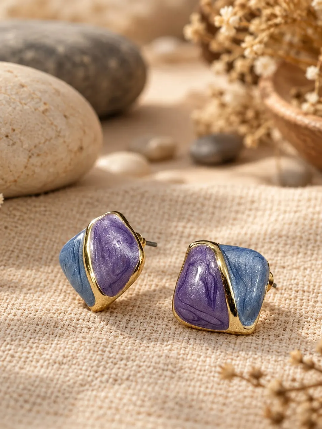 CUTE BLUE & PURPLE  SQUARE SHAPED  EARRINGS