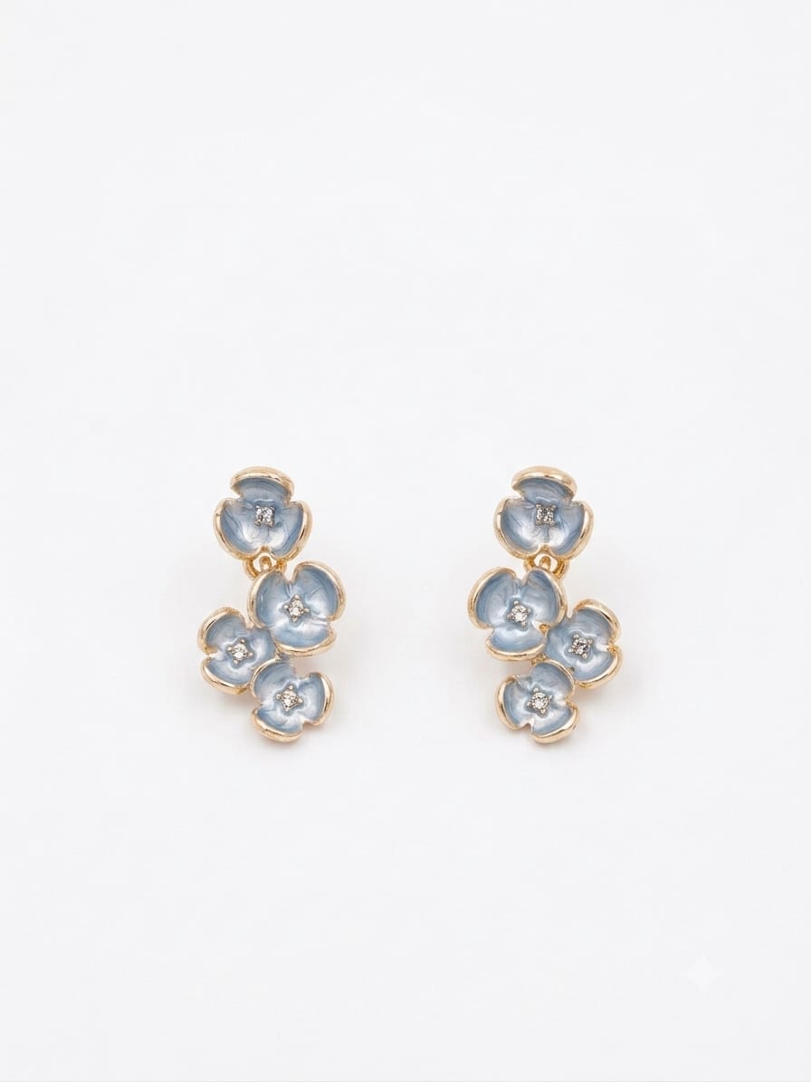 LIGHT BLUE FLOWER CLUSTER DANGLE EARRING