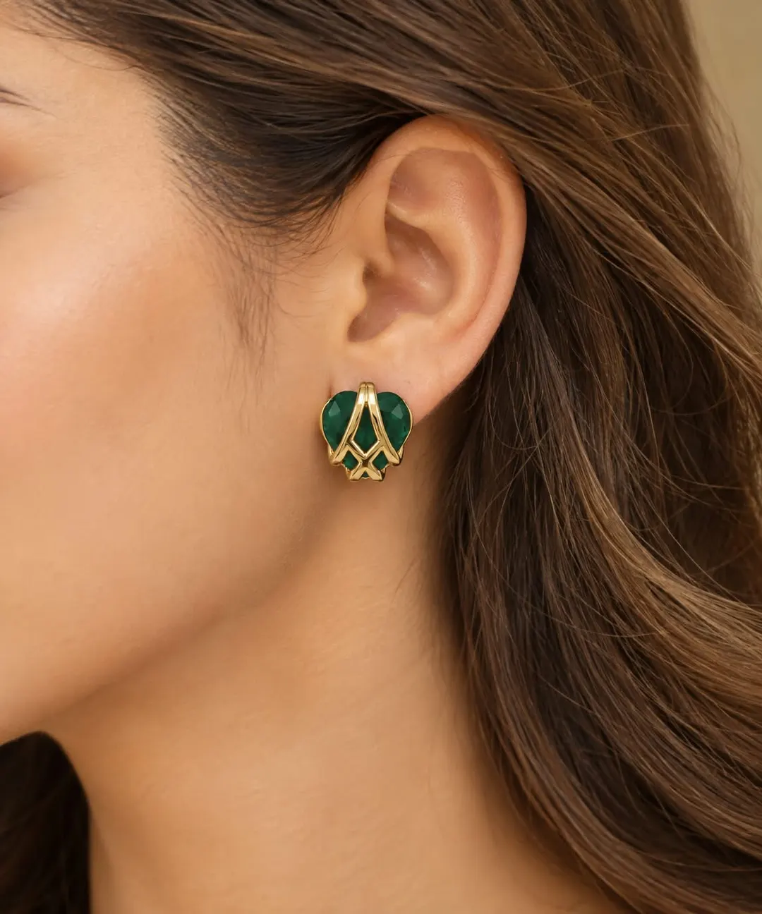 VINTAGE INSPIRED HEART EARRINGS WITH GOLD PALTED
