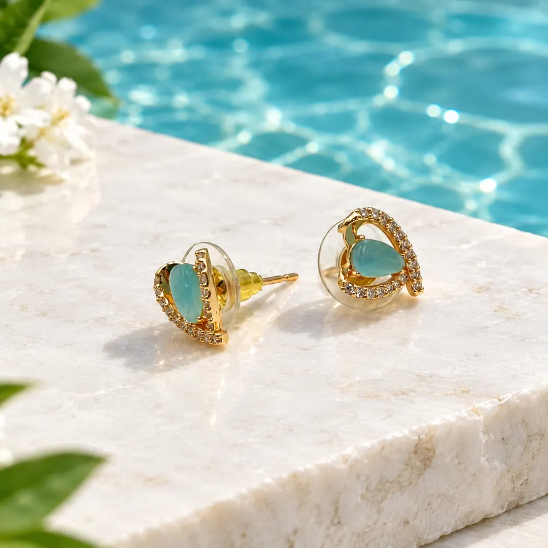 HEART SHAPED RHINESTONE EARRINGS