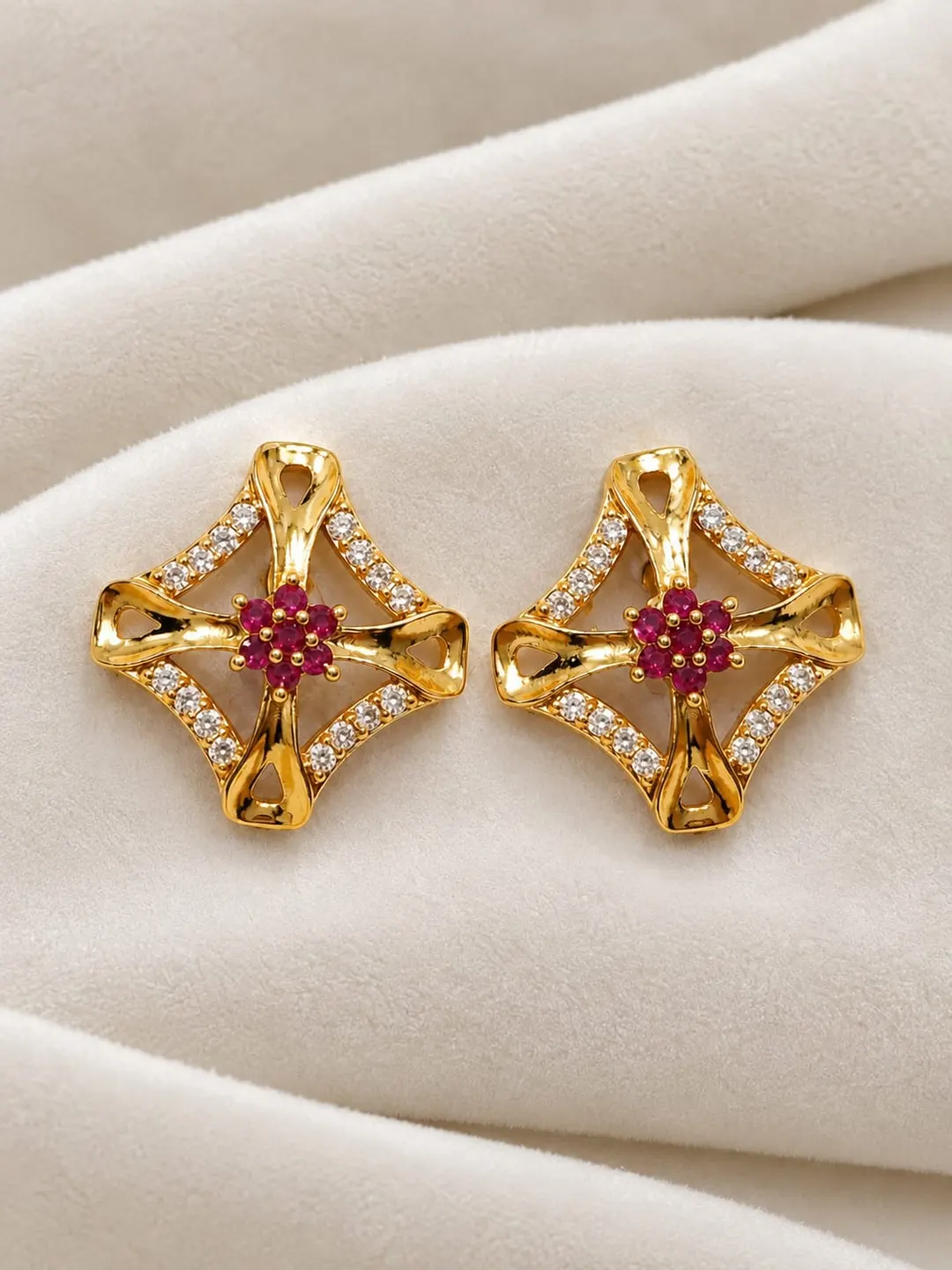 PINK AND WHITE STONE & SPARKLING CZ SQUARE DESIGN