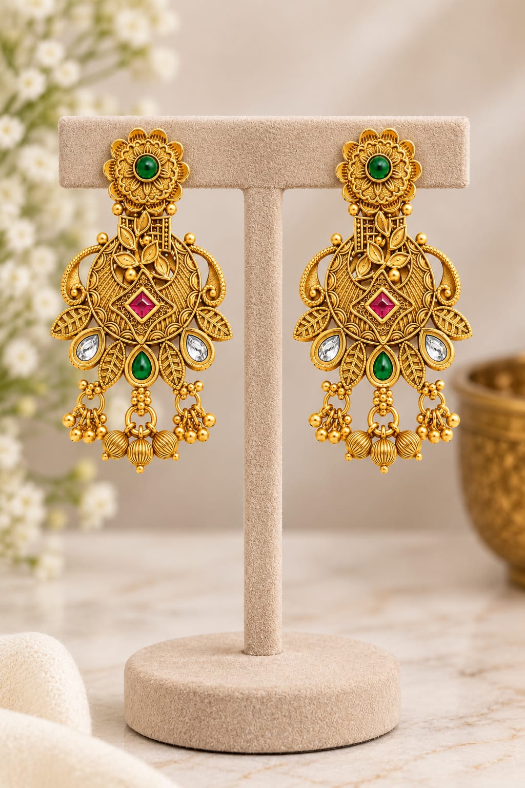 ROYAL PEACOCK MULTICOLOR STONE CHANDELIER