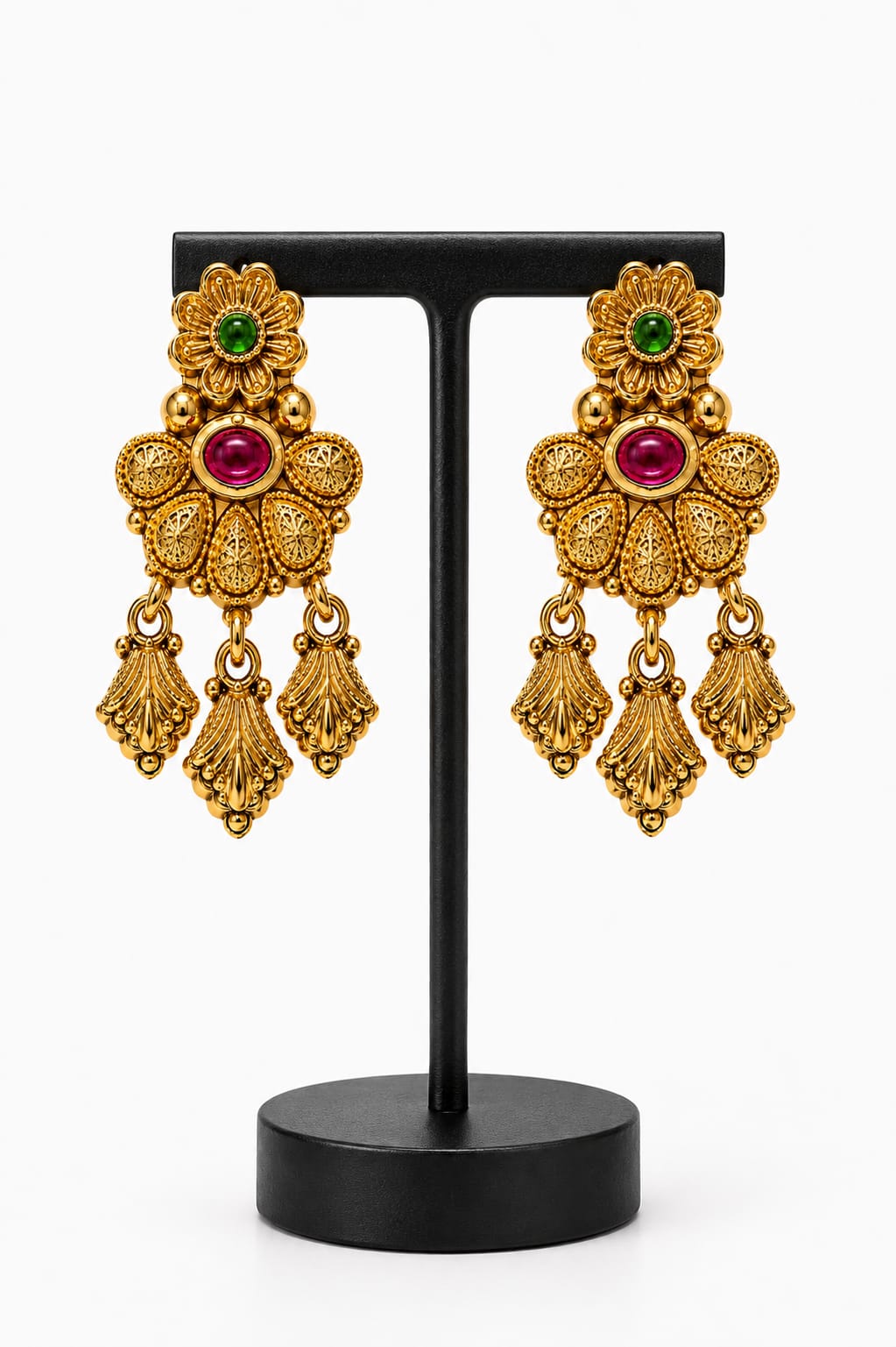 TRADITIONAL GOLD TONE CHANDELIER EARRING