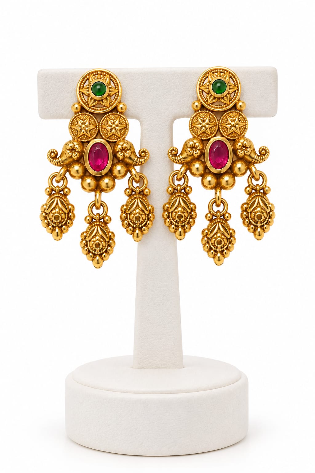 TRADITIONAL GOLD-PLATED KUNDAN JHUMKA EARRINGS