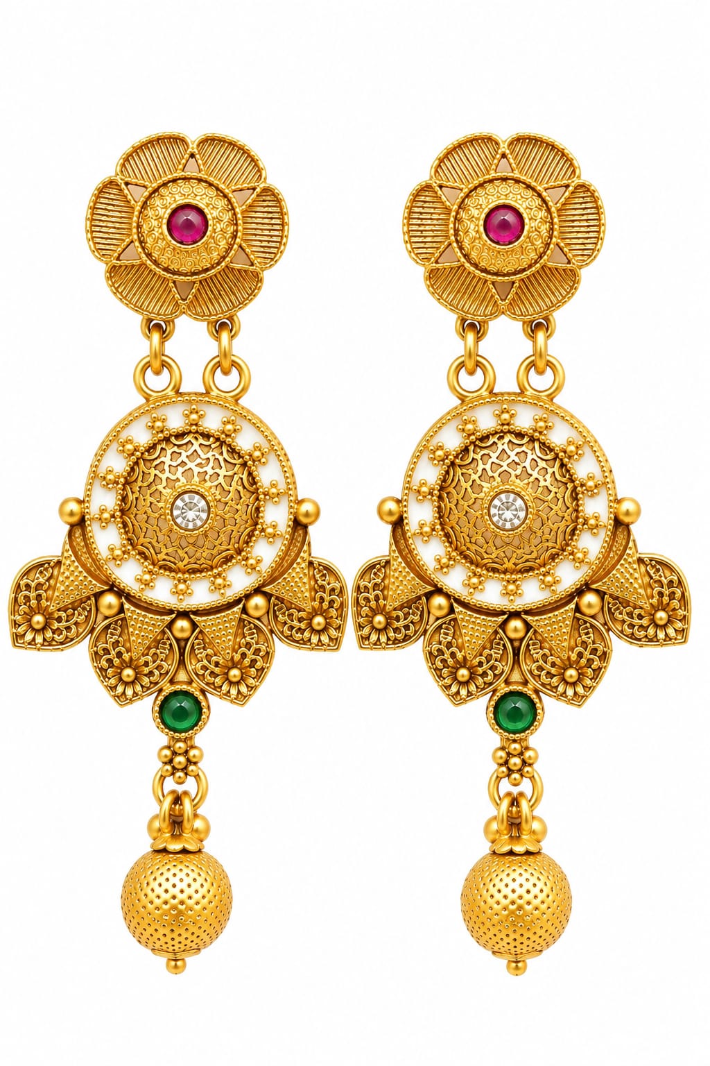 GOLD TONE ANTIQUE CHANDBALI EARRING