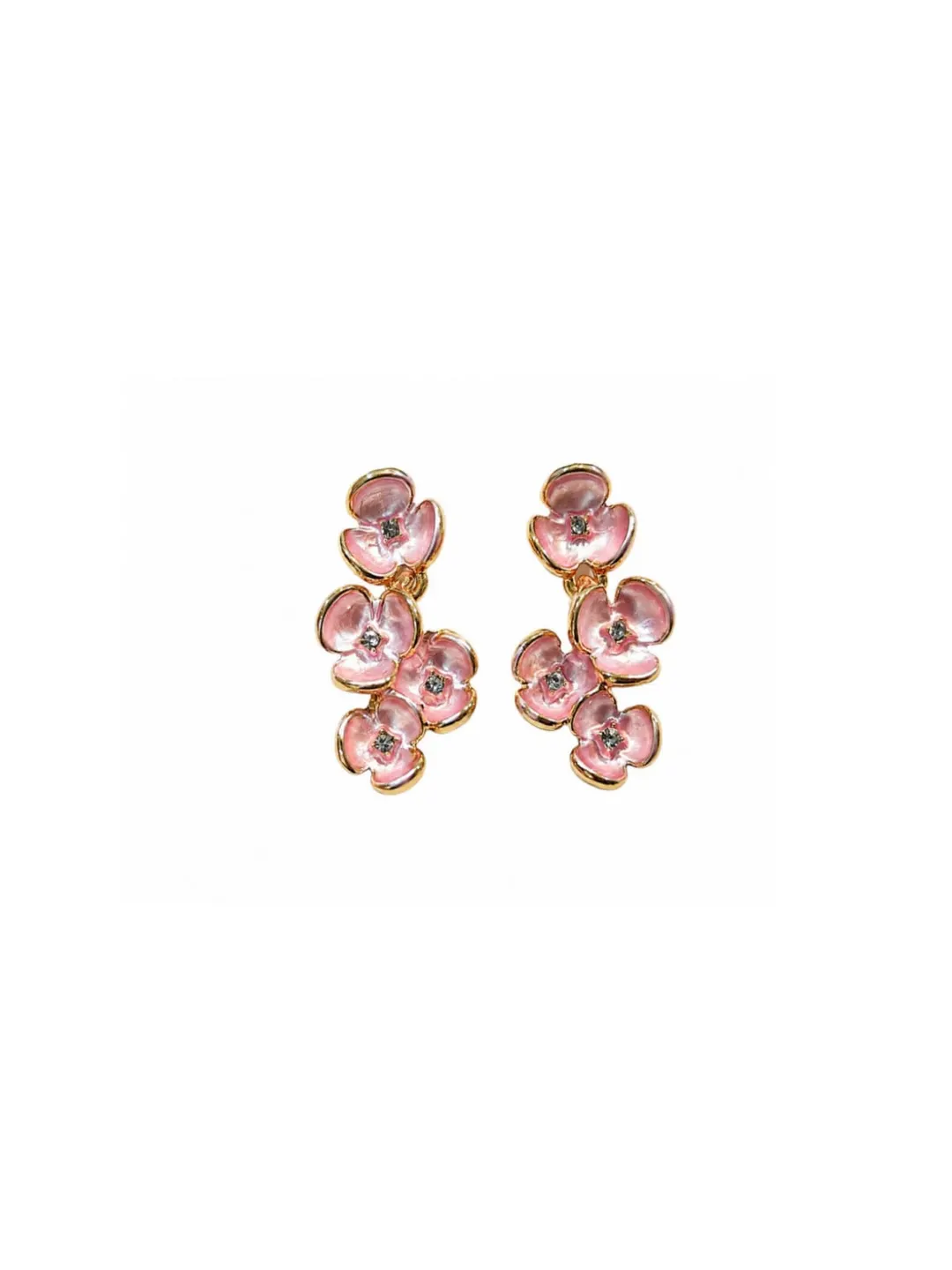 SOFT PINK BLOSSOM ENAMEL EARRING