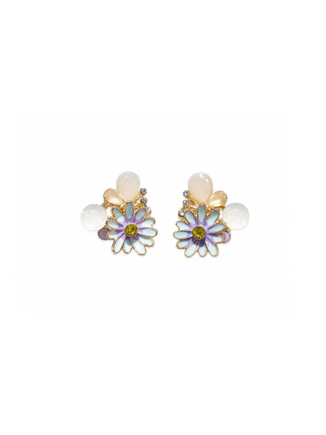 BLUE & PURPLE ENAMEL FLOWER STUD EARRINGS