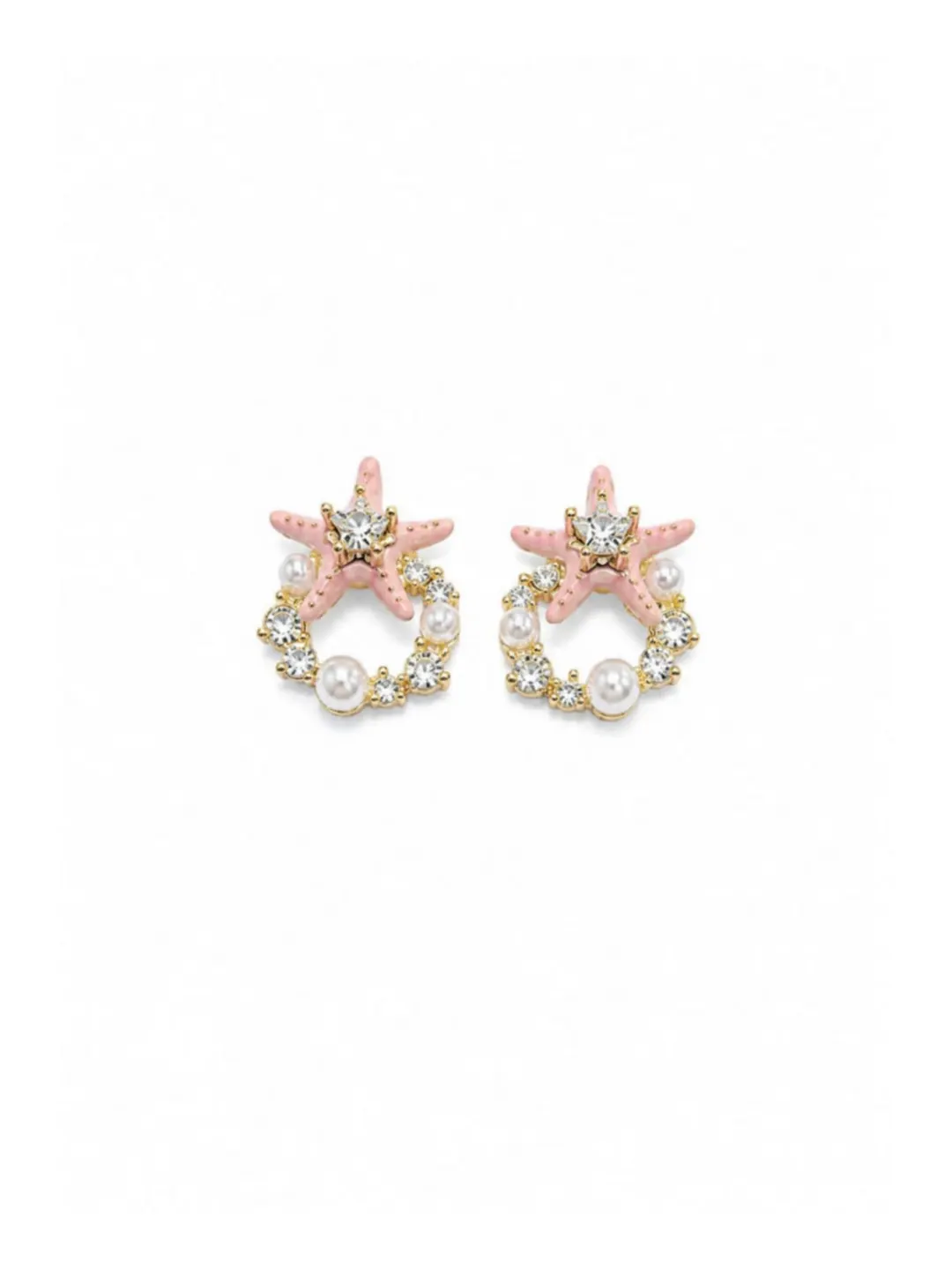 PINK STARFISH EMBELLISHED HOOP EARRING