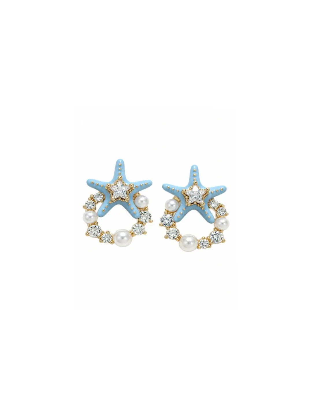 OCEAN-INSPIRED BLUE STARFISH CRYSTAL EARRING
