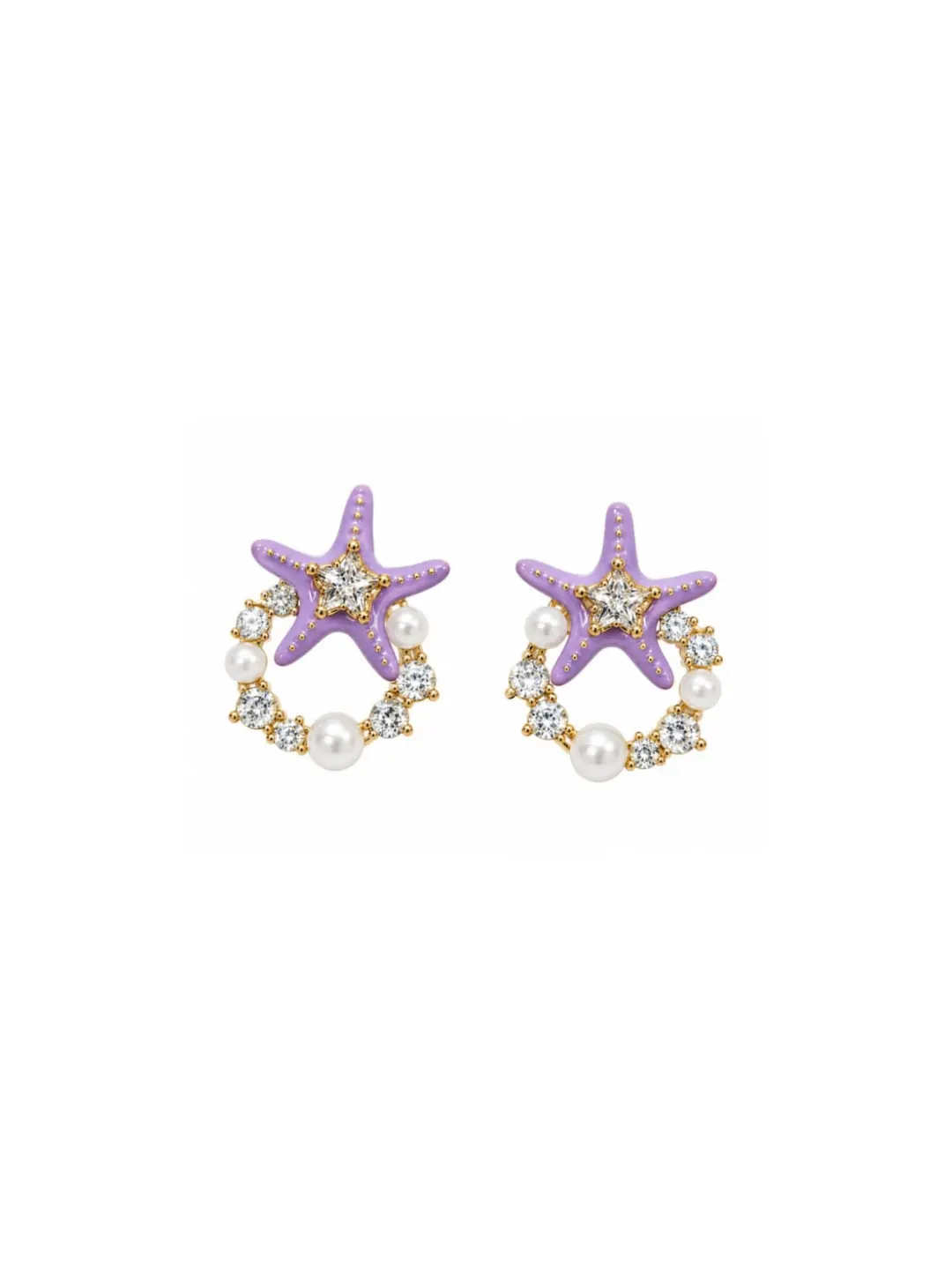 PURPLE STARFISH EARRING WITH RHINSTONE DETAILING
