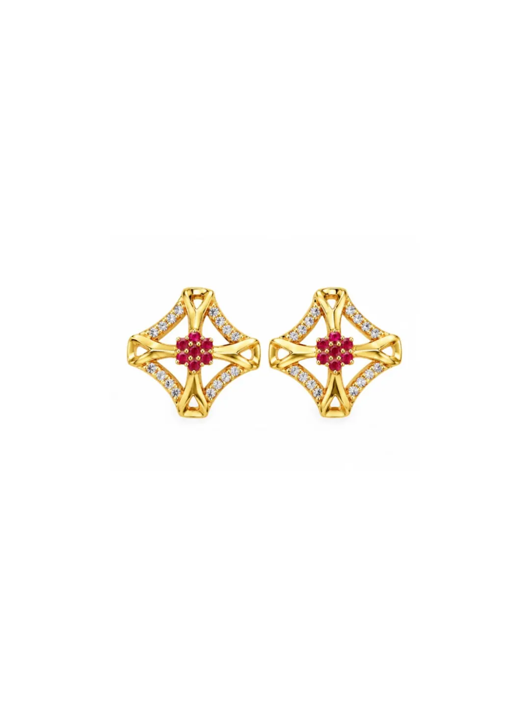 PINK AND WHITE STONE & SPARKLING CZ SQUARE DESIGN