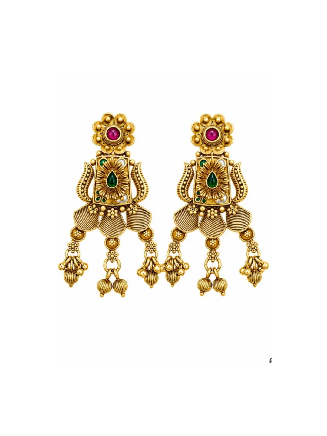 ANTIQUE GOLD TONE TRADITIONAL CHANDELIER EARRING