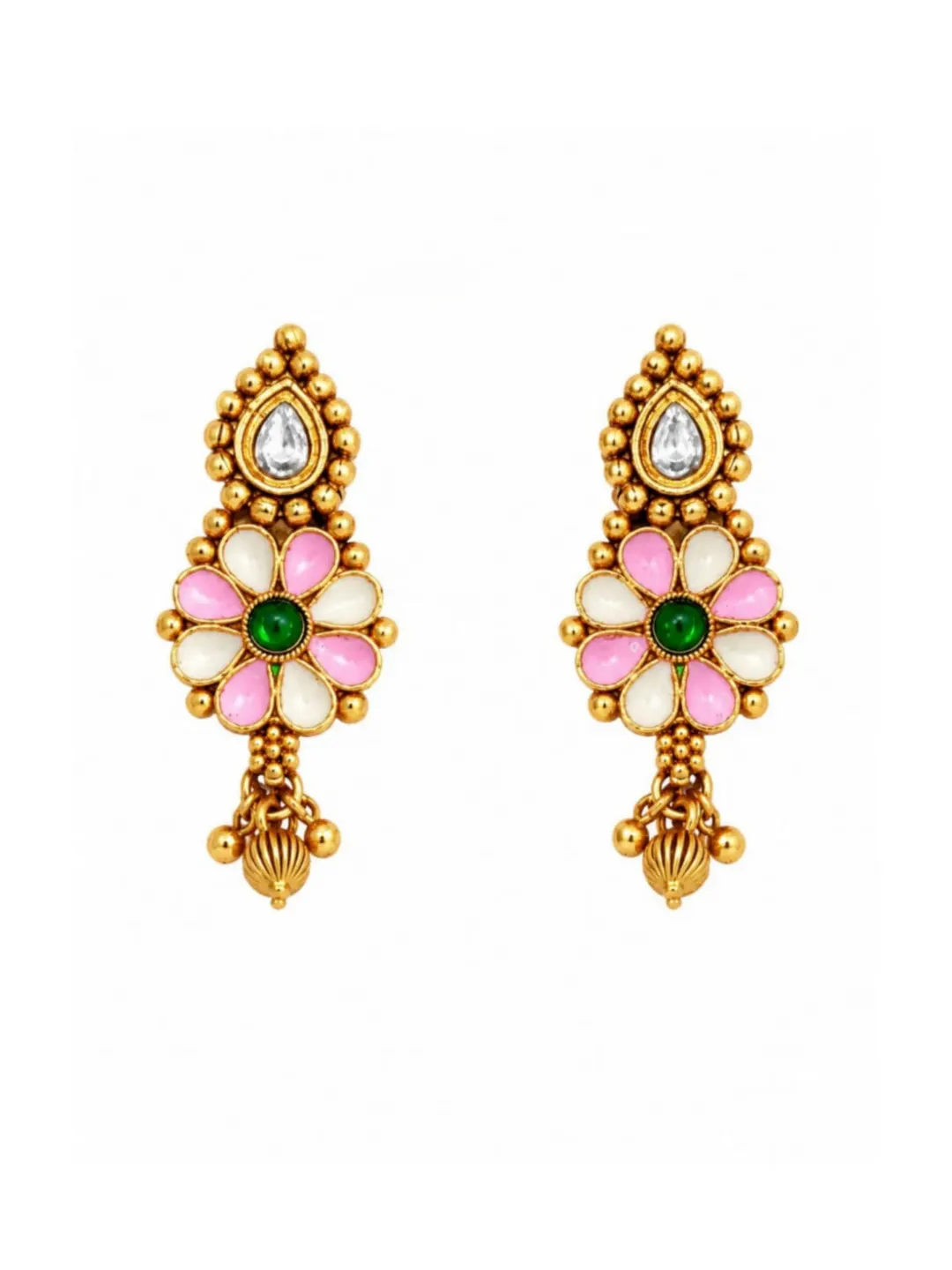 ANTIQUE GOLD FLORAL DROP EARRING