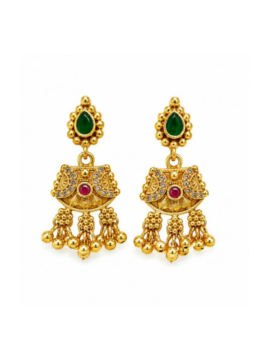 GOLD PLATED GREEN STONE JHUMKA
