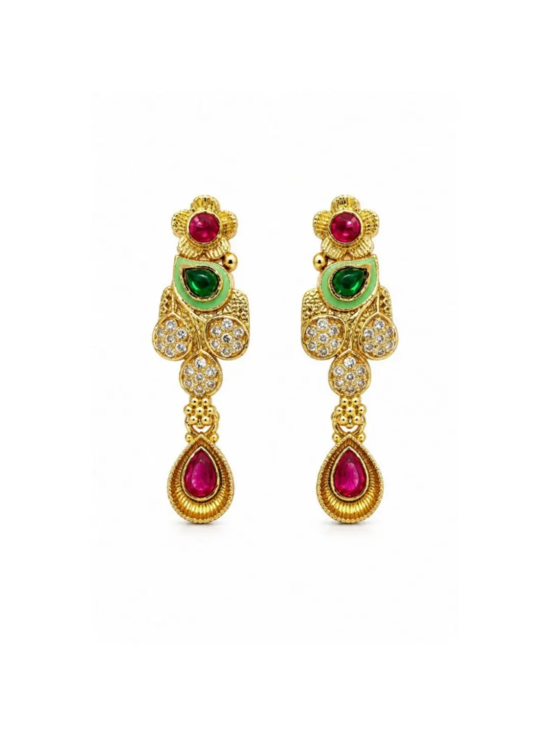 GOLD TONED FLORAL DROP EARRING
