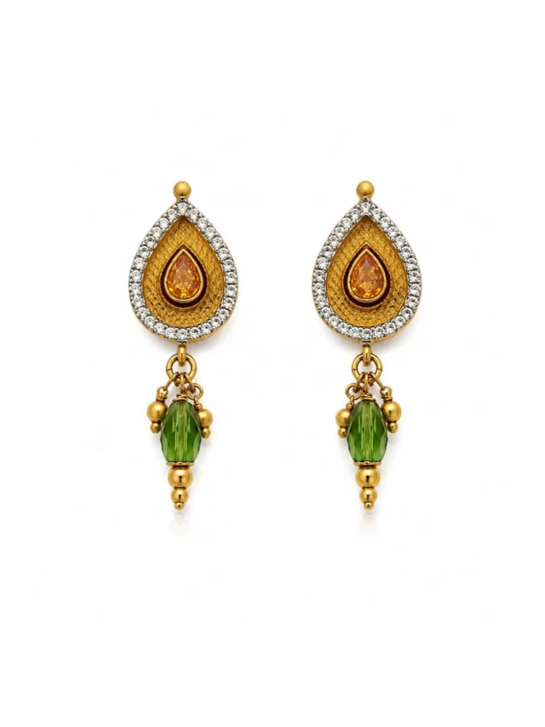 GOLD TONE TEARDROP DANGLE EARRING