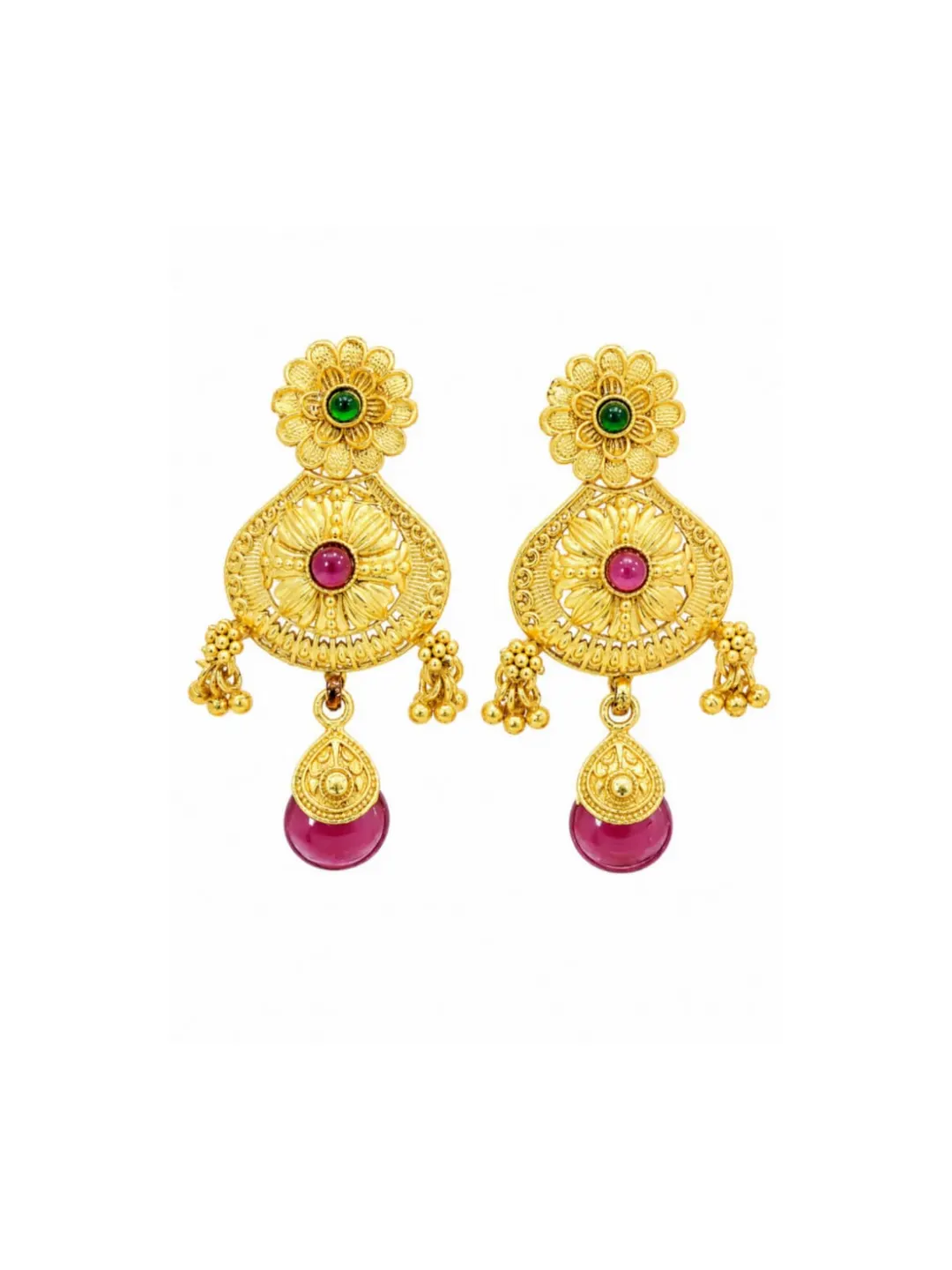 GOLD TONED FLORAL CHANDBALI EARRING