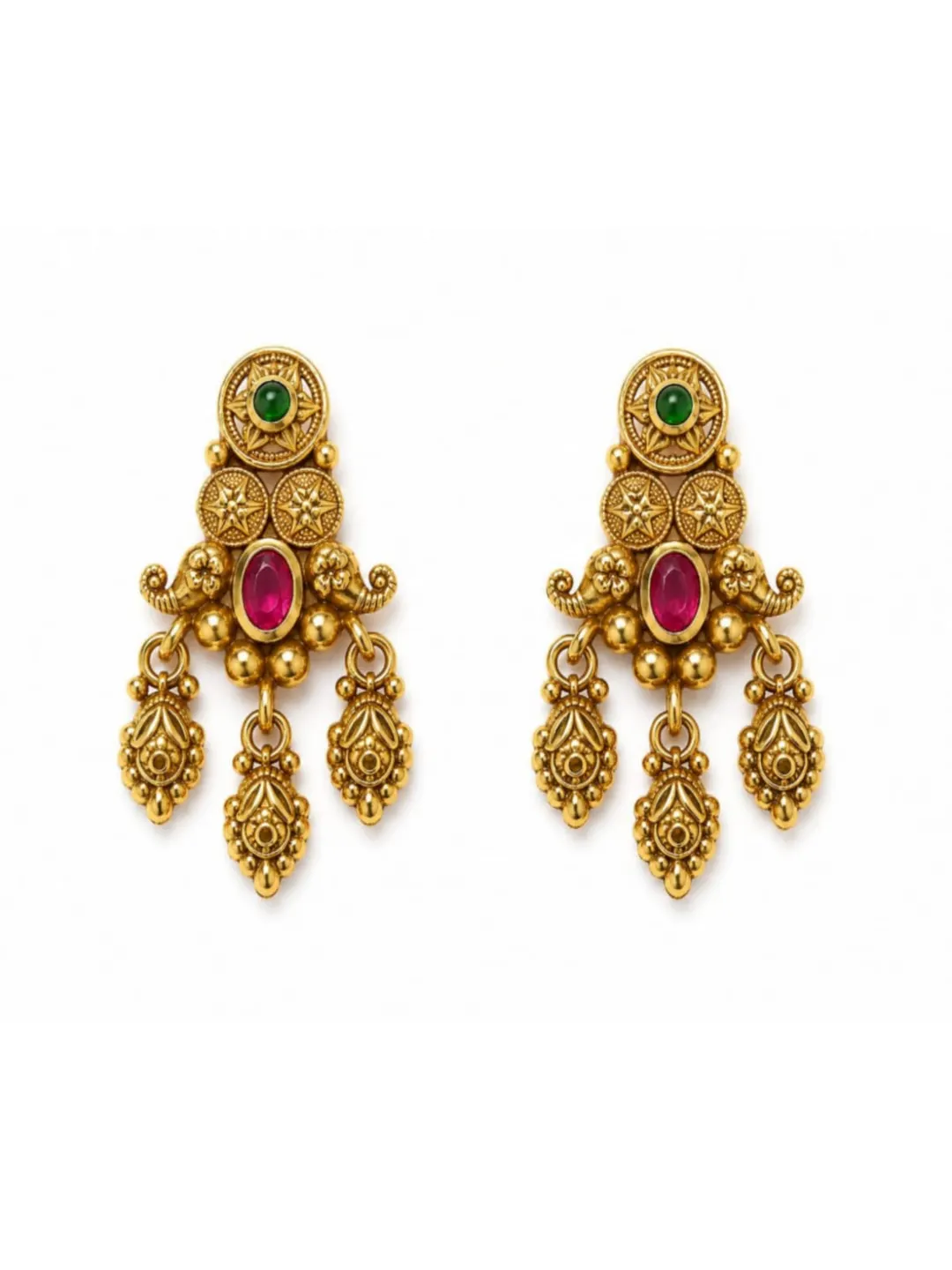 TRADITIONAL GOLD-PLATED KUNDAN JHUMKA EARRINGS