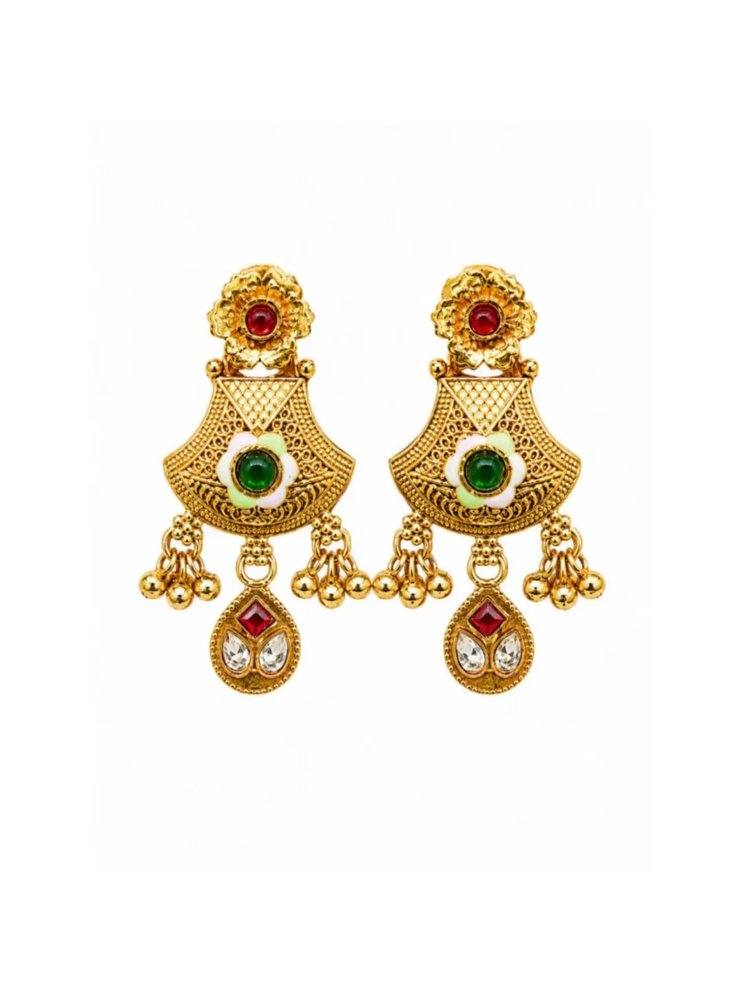 TRADITIONAL GOLD TONED CHANDELIER EARRING