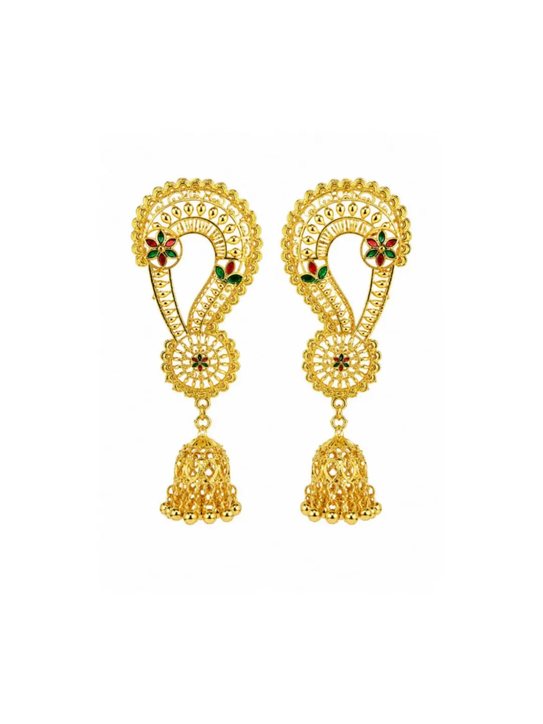 GOLD PLATED PAISLEY JHUMKA EARRING