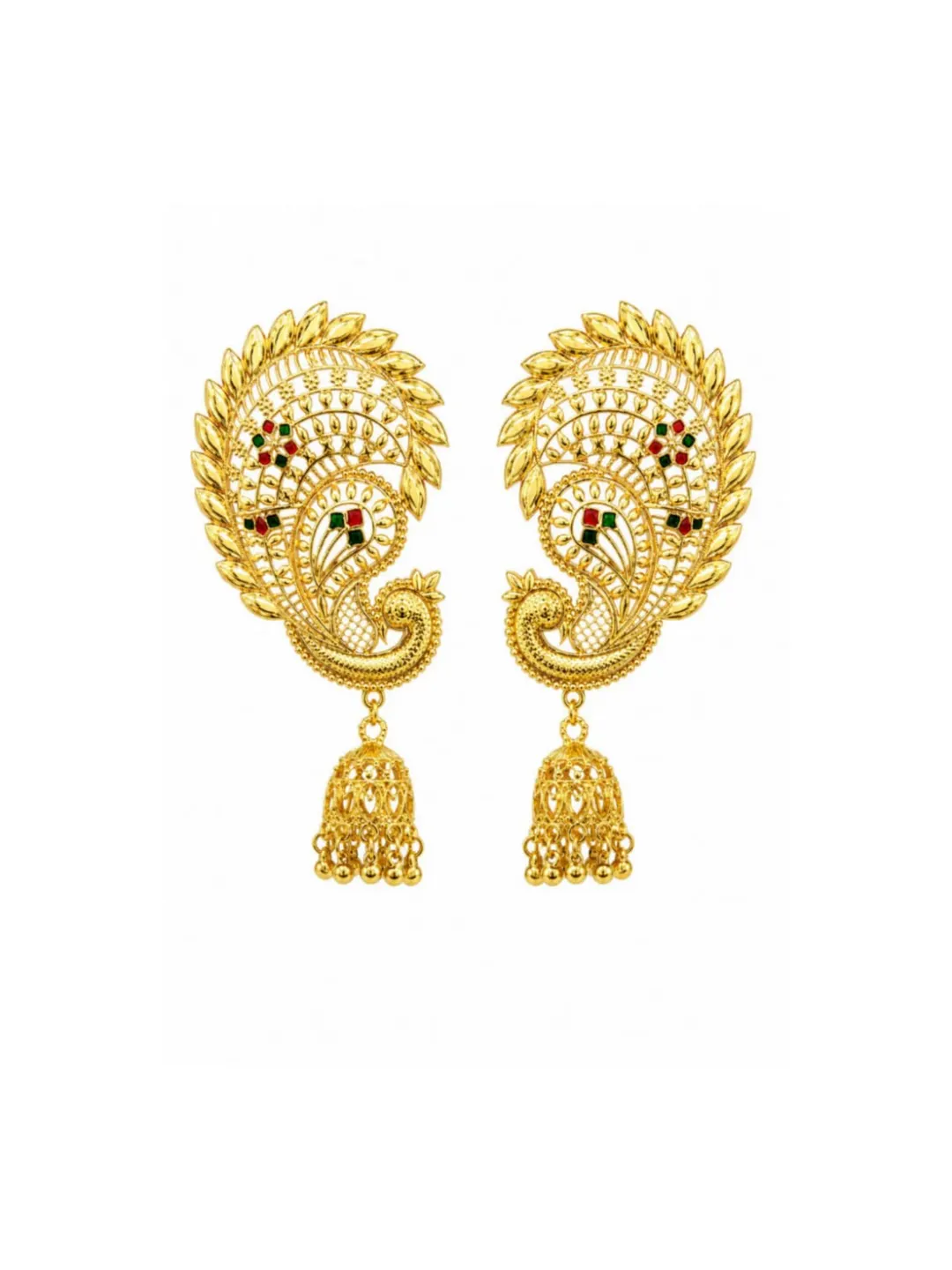 GOLD PLATED PEACOCK JHUMKA EARRING