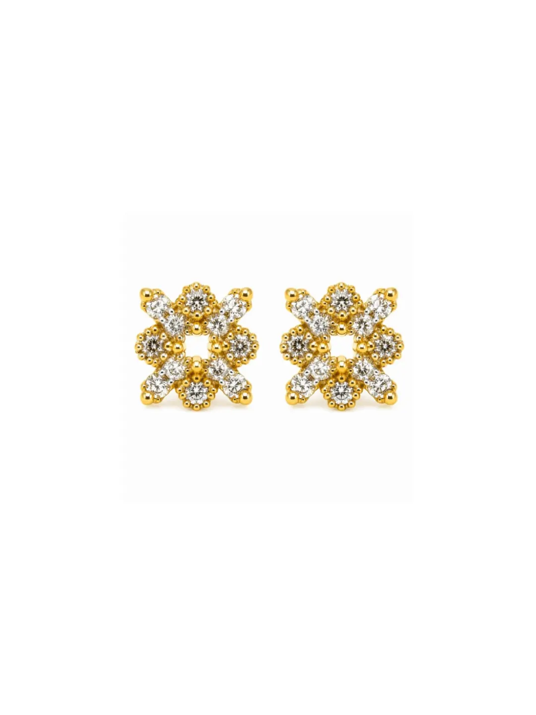 GOLD TONE CRYSTAL FLOWER STUD EARRING